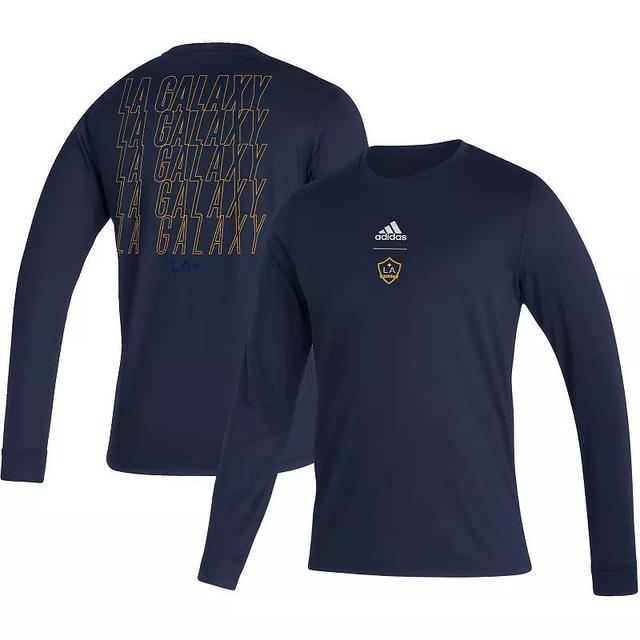 Mens adidas LA Galaxy Club Long Sleeve T-Shirt Blue Product Image