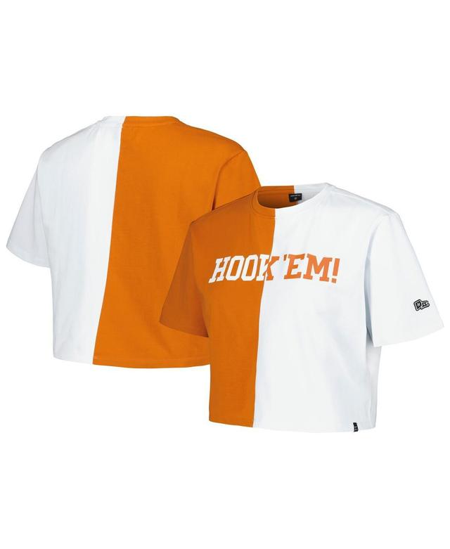 Womens Hype and Vice Texas Orange Texas Longhorns Color Block Brandy Cropped T-shirt - Texas Orange Product Image