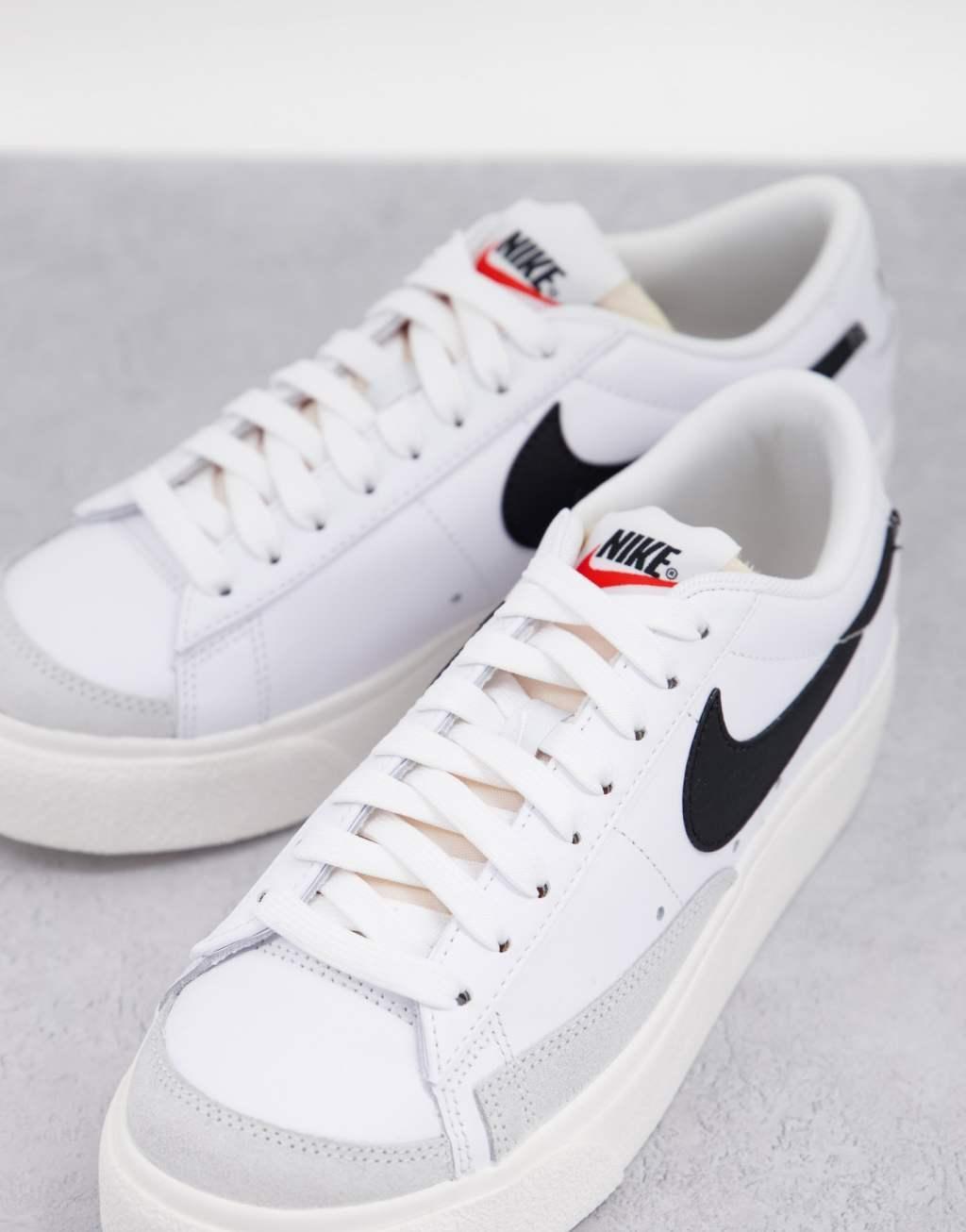 Nike Blazer Low Platform sneakers in white and black Product Image