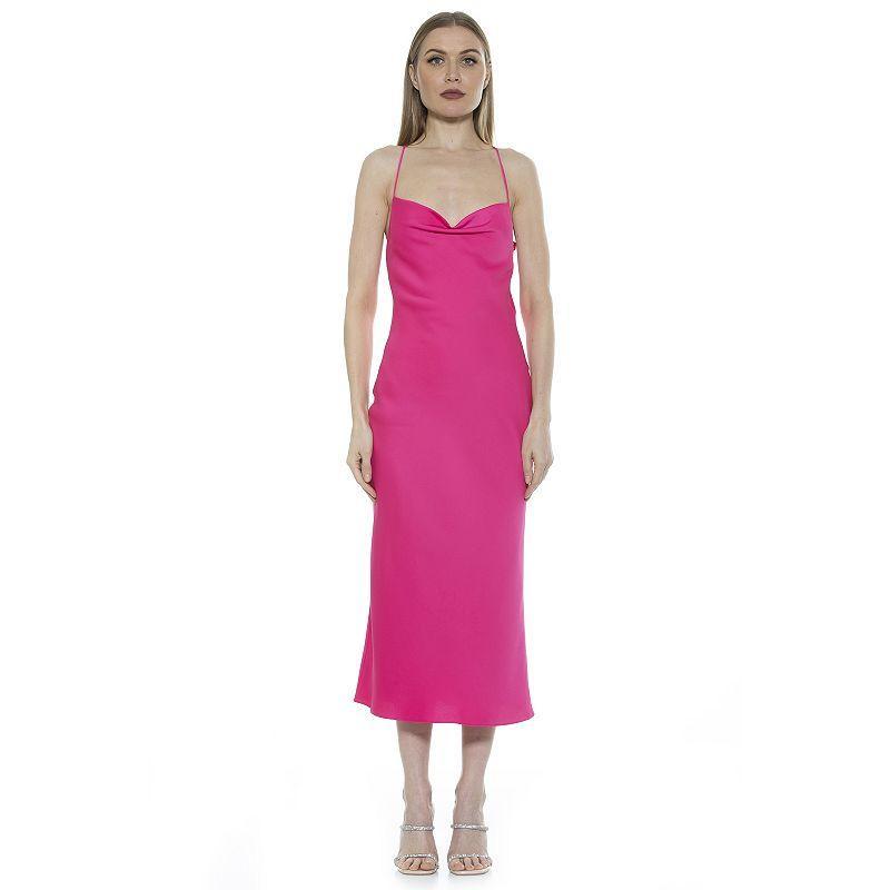 Womens ALEXIA ADMOR Dionne Draped Midi Slip Dress Product Image