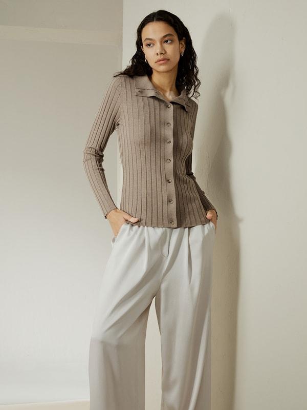 Ribbed Silk-Cashmere Blend Cardigan Product Image