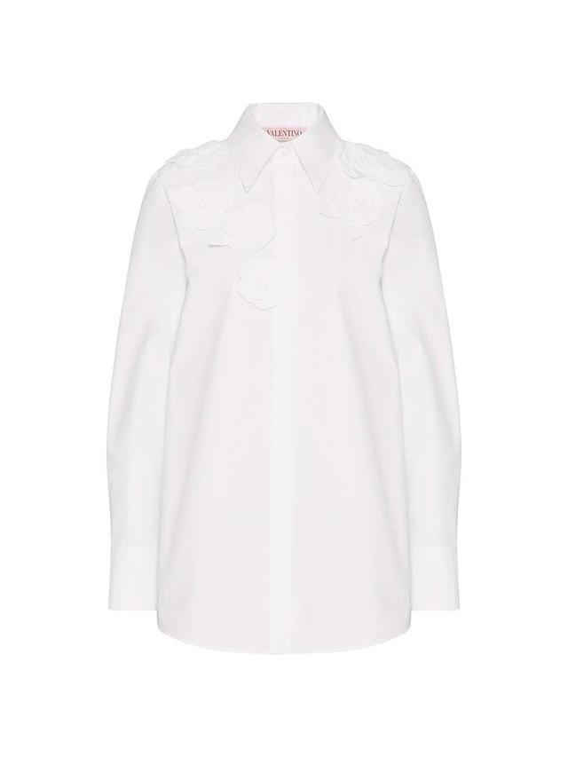 Womens Embroidered Compact Poplin Shirt Product Image