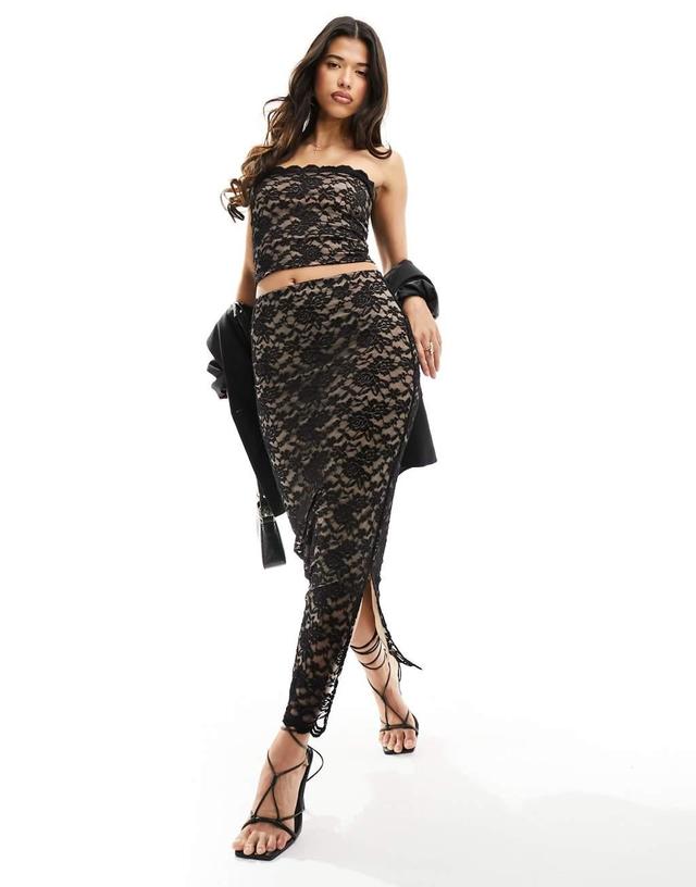 ASOS DESIGN lace maxi column skirt in black - part of a set Product Image