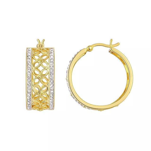 Chrystina 14k Gold Flash Plated Crystal Filigree Hoop Earrings, Womens, Gold Tone Product Image