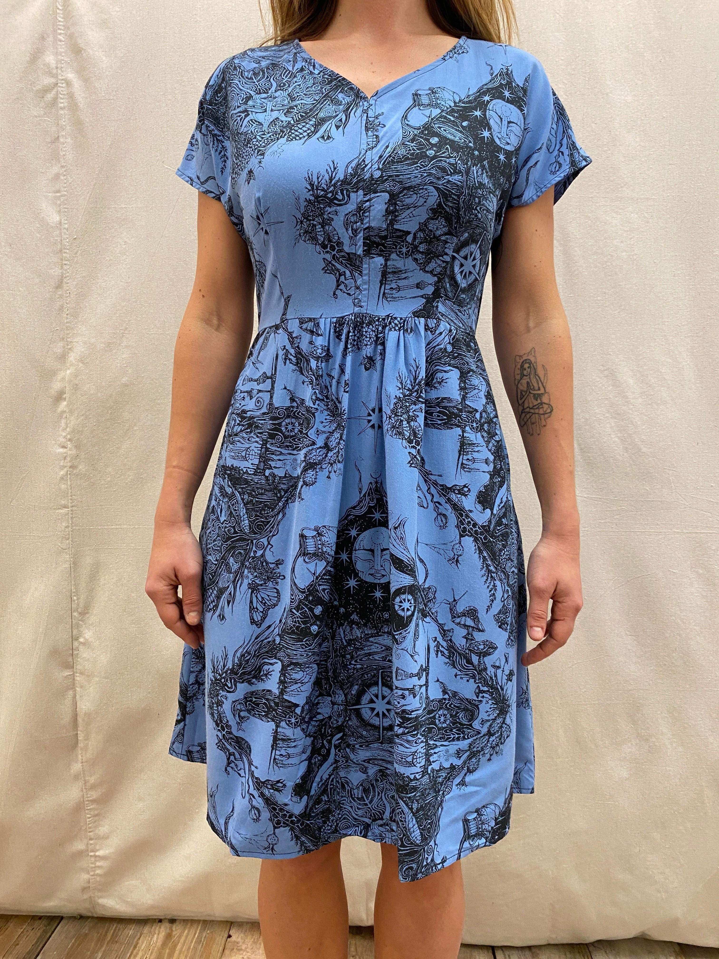 Dolman Dress in Earth Worship in Ocean Blue Product Image