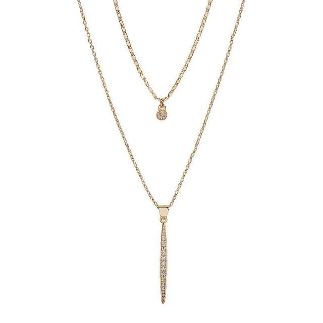 LC Lauren Conrad 2-Row Cubic ZIrconia Pave Stick Pendant Necklace, Womens, Gold Product Image