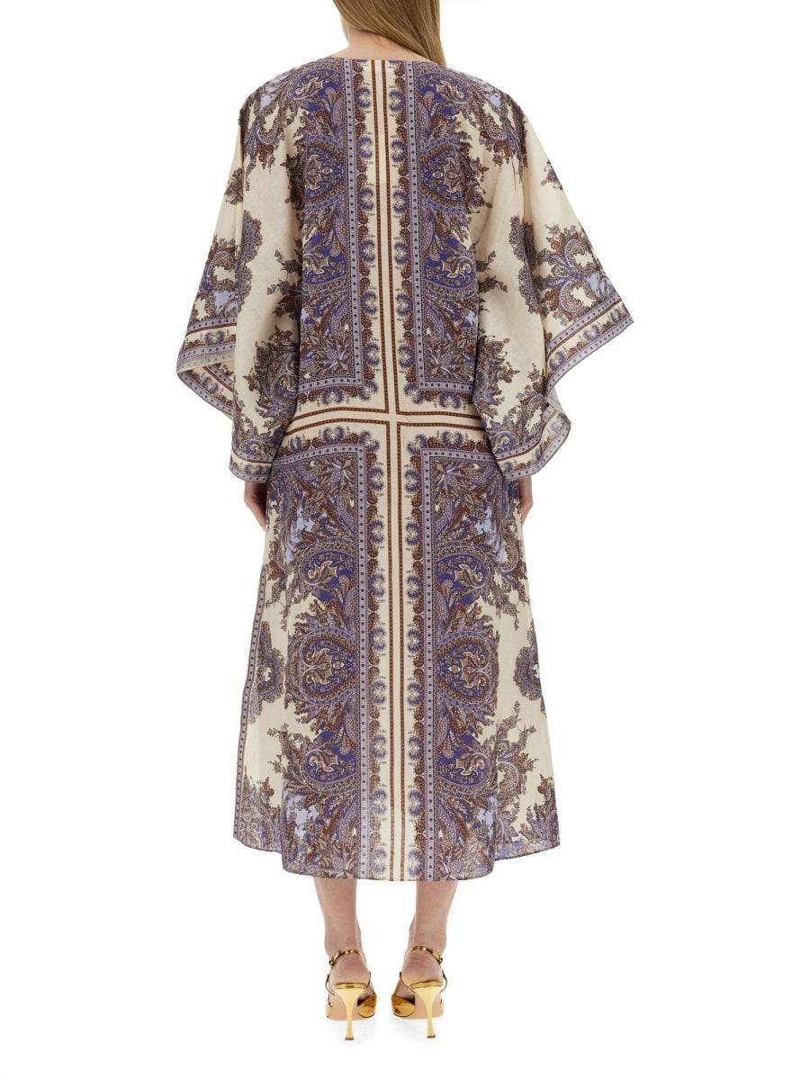 ZIMMERMANN Ottie Caftan Midi Dress Purple Paisley Product Image