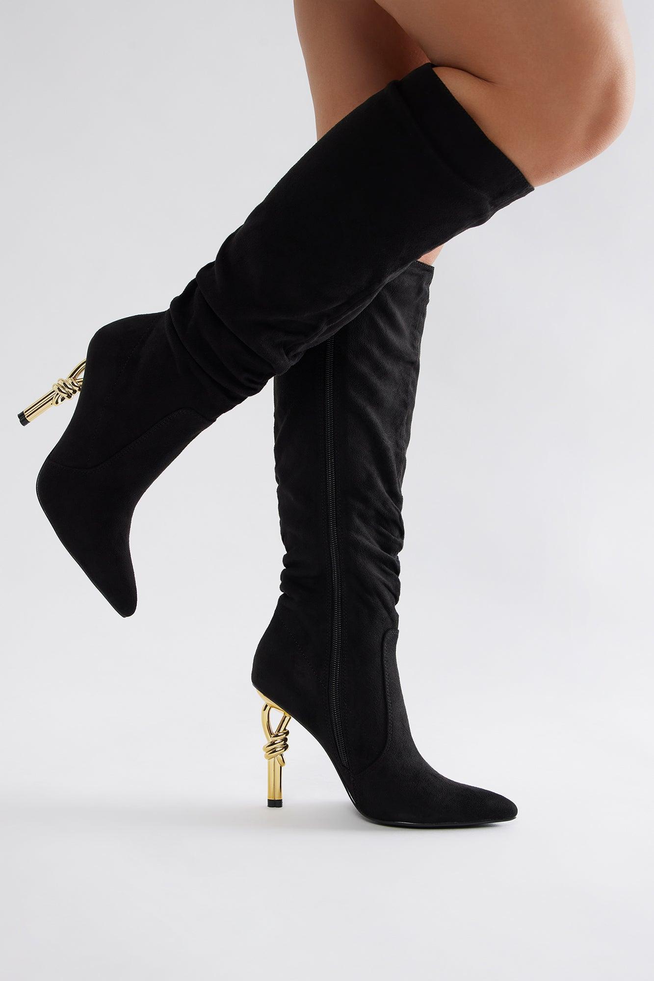 Knot My Problem Knee High Boots - Black Product Image