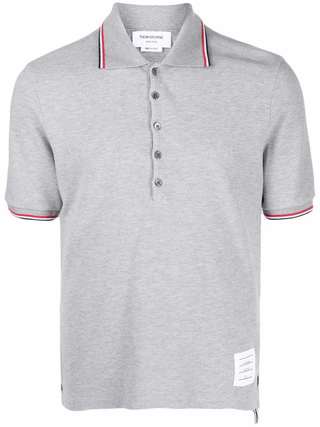 Tri-colour Stripe Polo Shirt In Grey Product Image