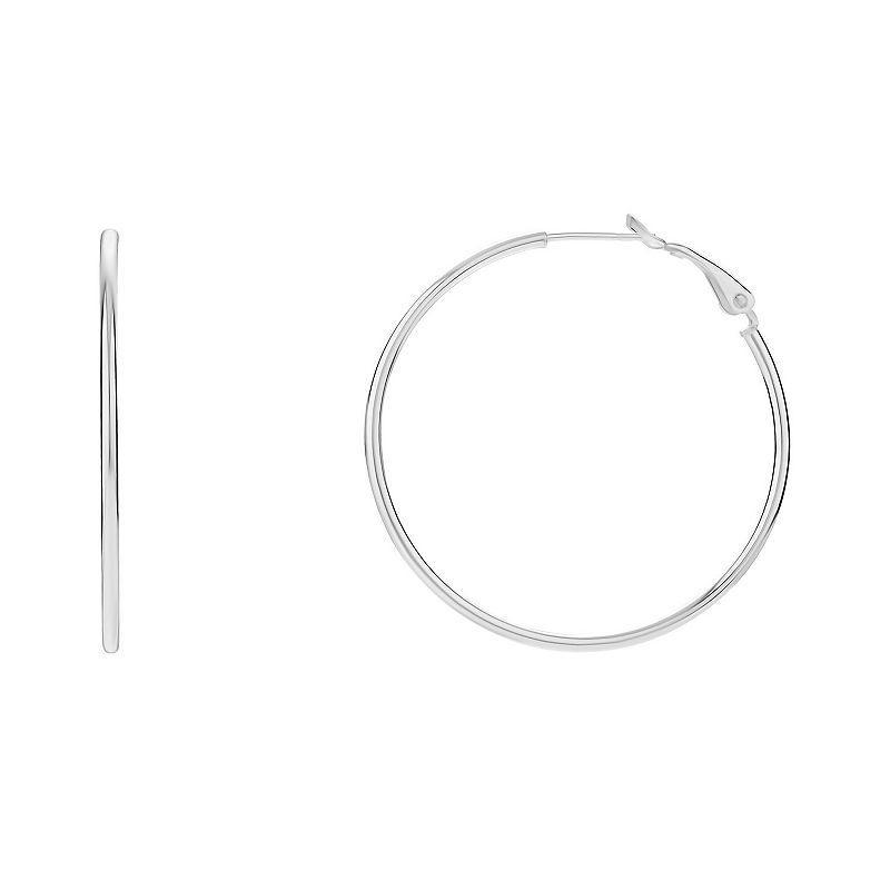 Silver Plated Hoop Earrings, Womens product image