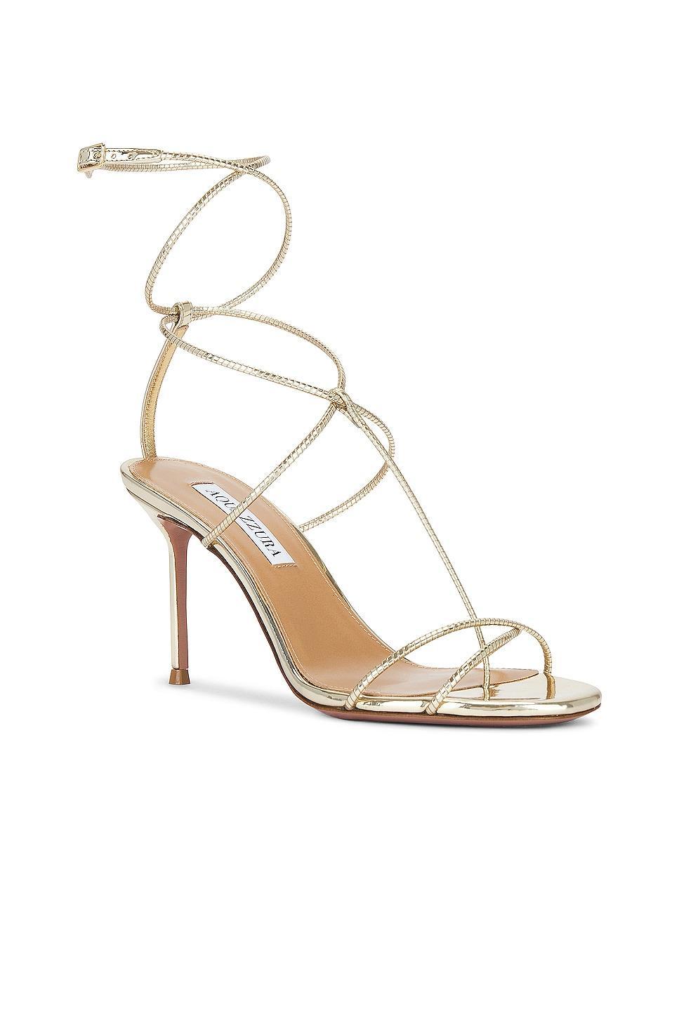 Aquazzura Roman Romance 85 Sandal in Metallic Gold Product Image