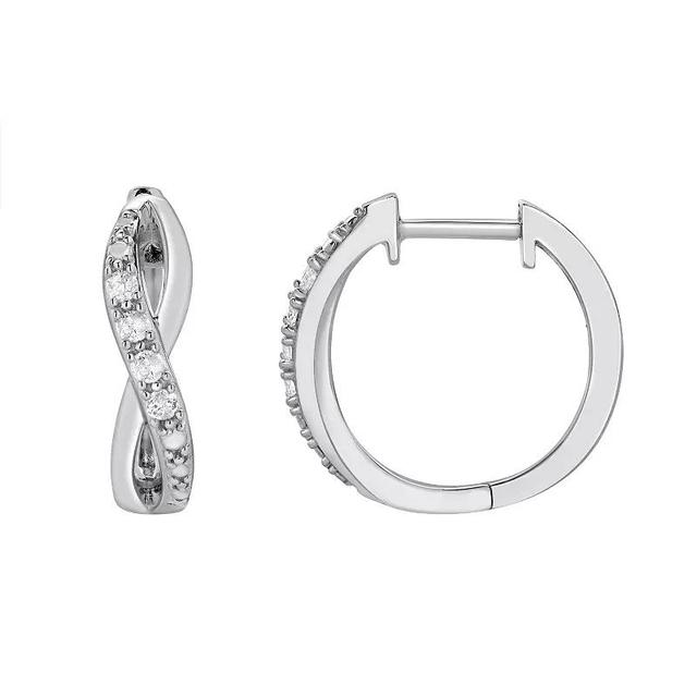 Diamond Brilliance 1/10 Carat T.W. Lab-Grown Diamond Hoop Earrings, Womens, Silver Tone Product Image