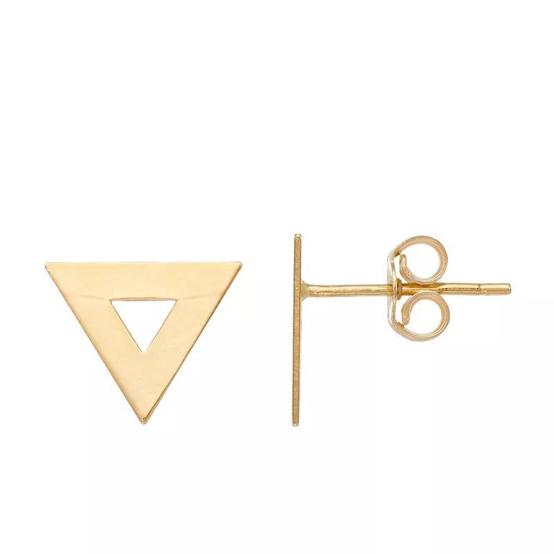 14k Yellow Gold Open Triangle Stud Earrings, Womens, 14k Gold Product Image