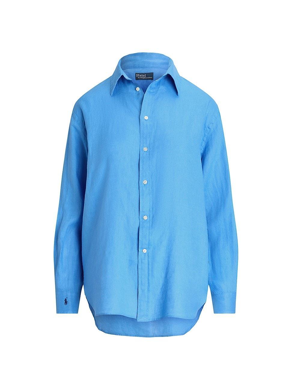 Womens Oversized Linen Button-Front Shirt Product Image