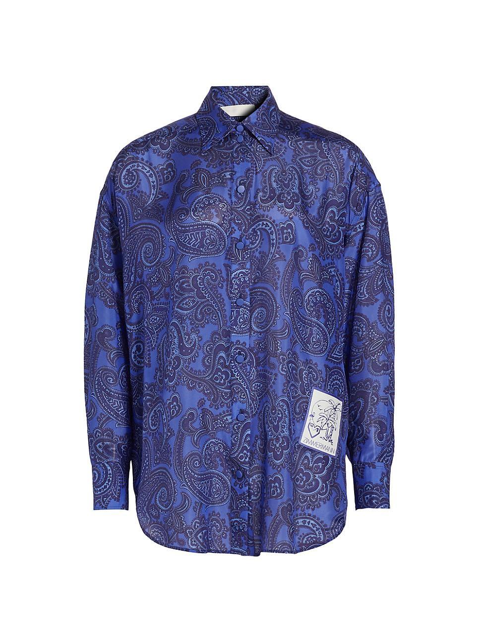 Womens Ottie Relaxed Silk Paisley Shirt Product Image