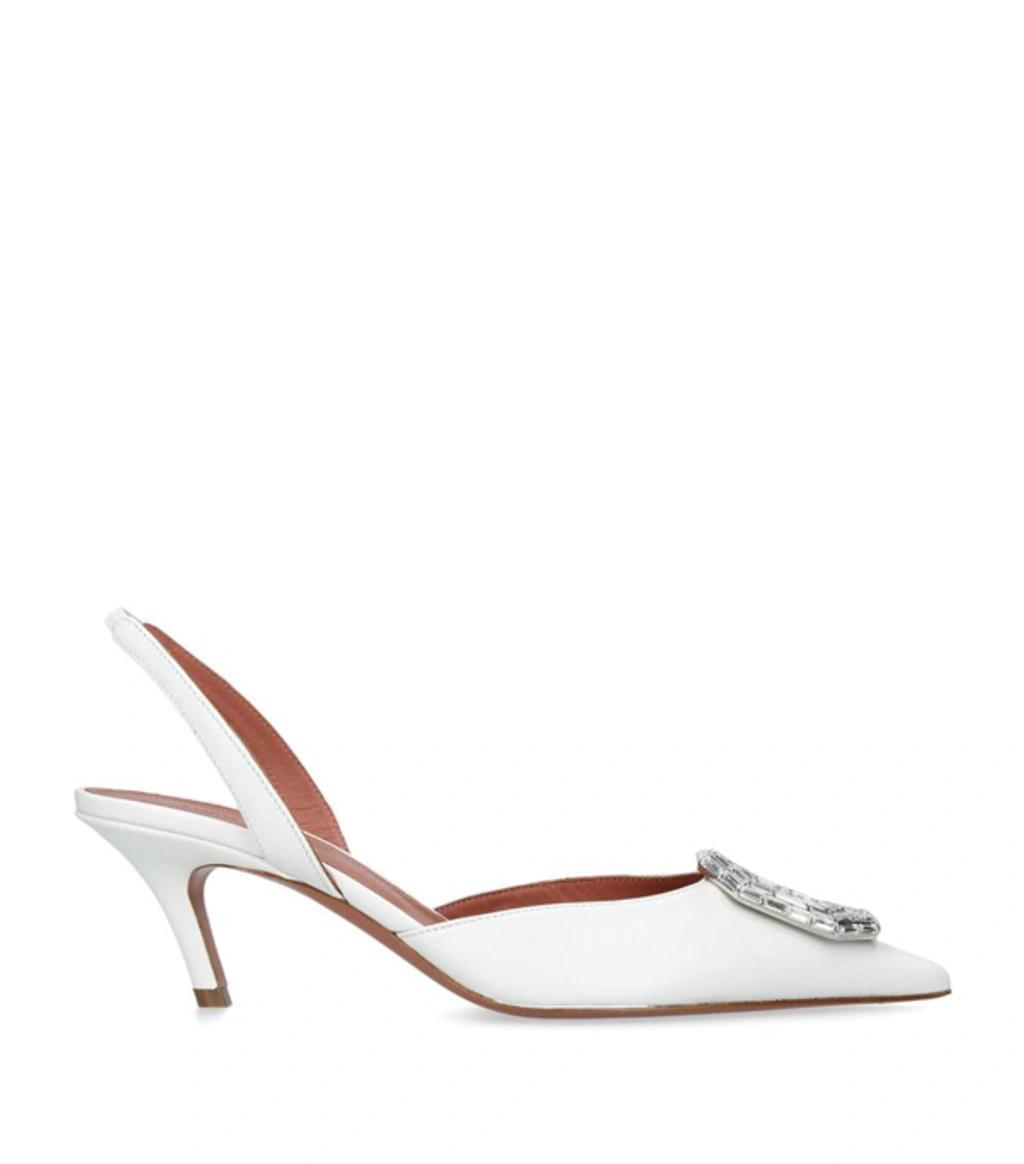 AMINA MUADDI Camelia 60mm Slingback Pumps In White product image