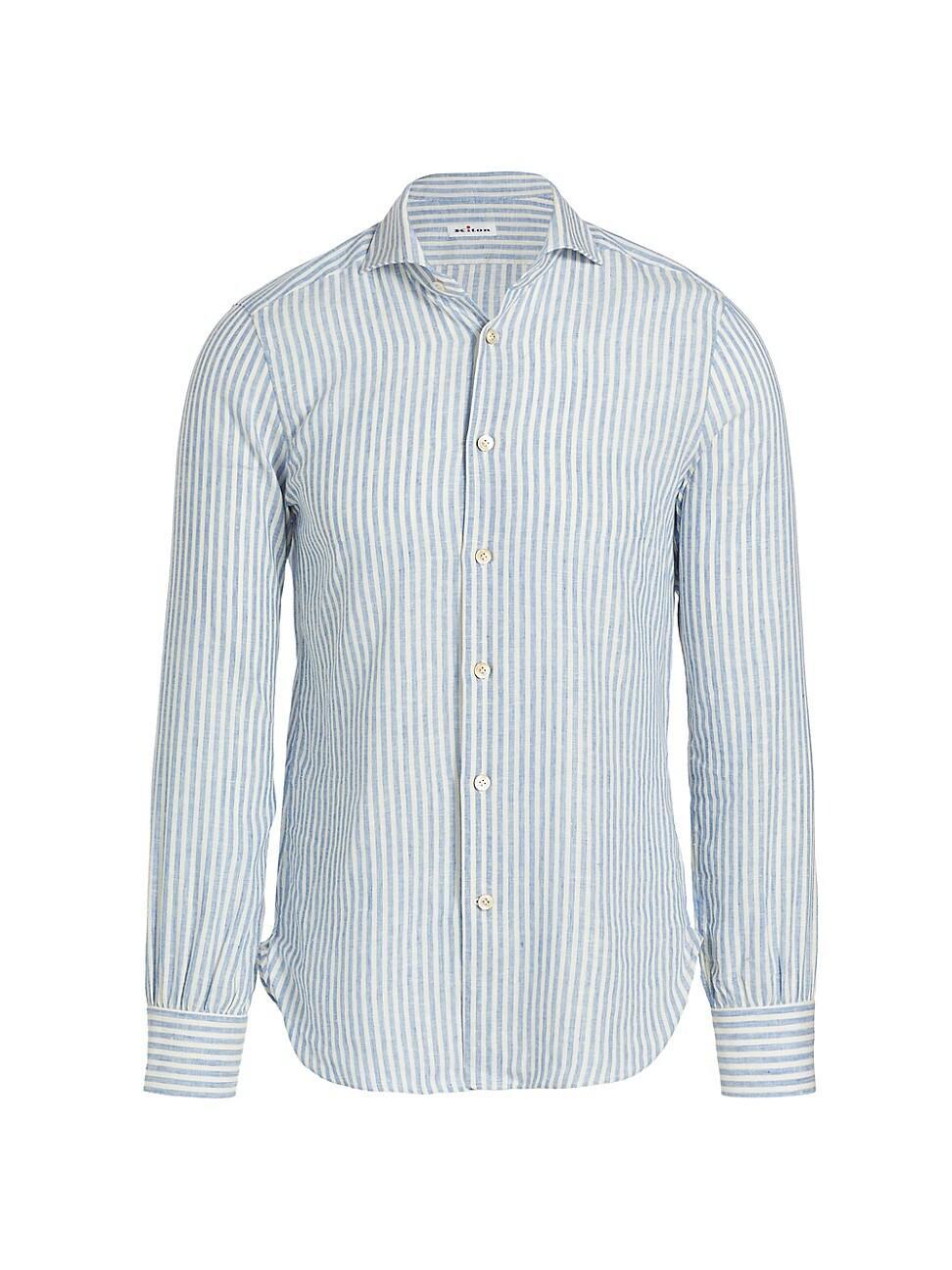 Mens Linen Striped Button-Up Shirt Product Image