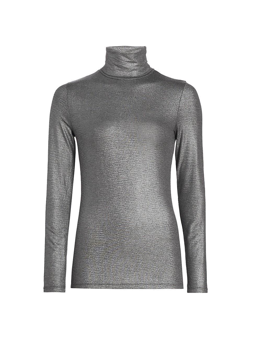 Womens Soft Touch Metallic Turtleneck Product Image