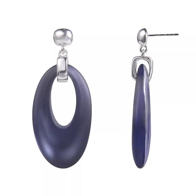 Emberly Silver Tone Blue Acrylic Oval Drop Earrings, Womens Product Image