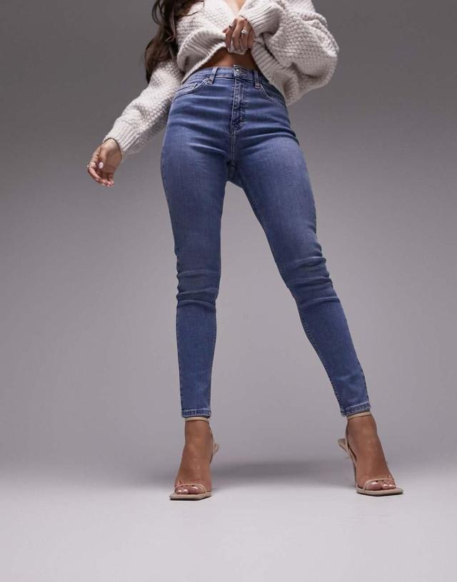 Topshop Hourglass high rise Jamie jeans in mid blue  Product Image