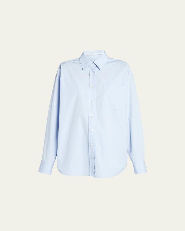 Oversized Button-Front Shirt with Chiffon Back Product Image