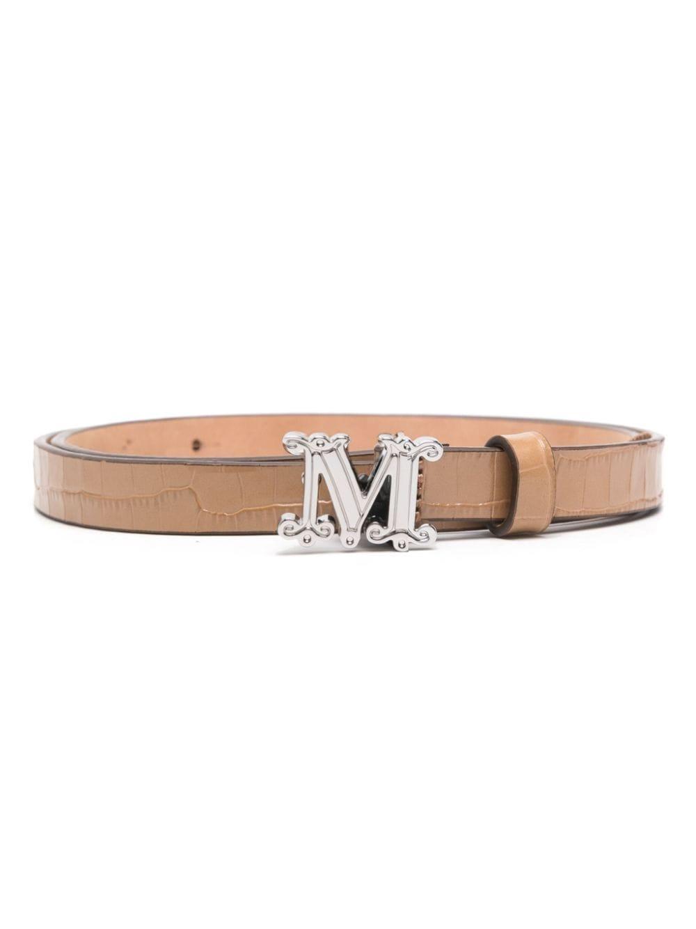 MAX MARA Monogram-buckle Leather Belt In Neutrals Product Image