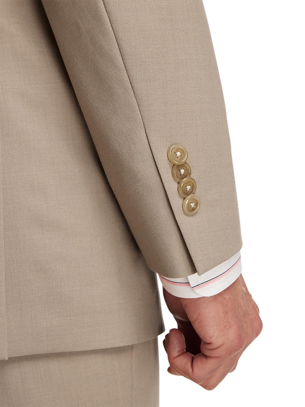 Wool Stretch Bengaline Peak Lapel Suit Jacket - Light Tan Product Image