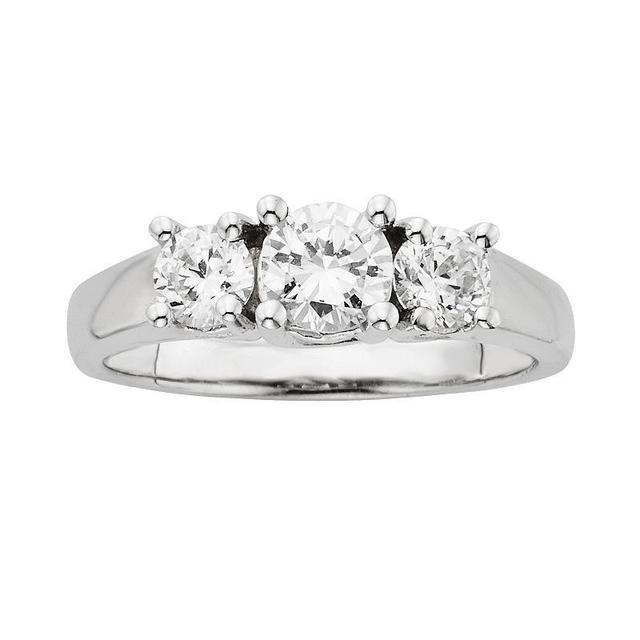 The Regal Collection 18k White Gold 1-ct. T.W. IGL Certified Round-Cut Colorless Diamond 3-Stone Ring, Womens Product Image