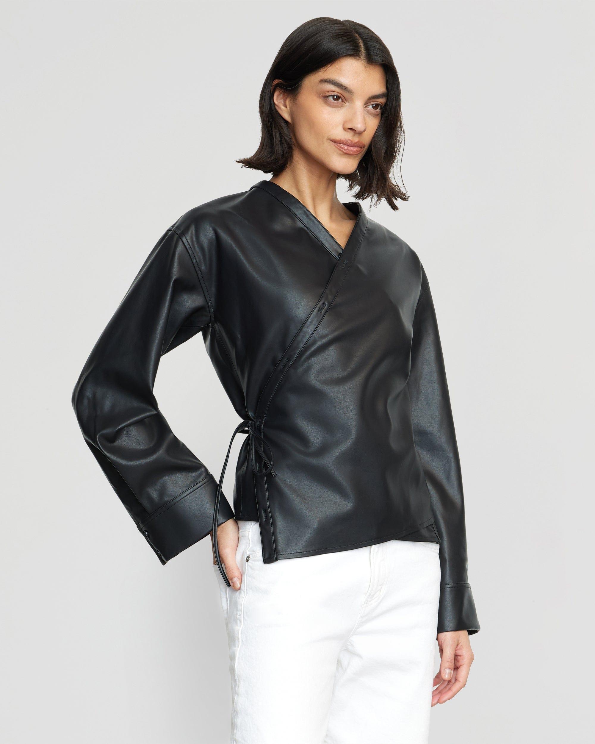 Sarit Vegan Leather Wrap Top Product Image