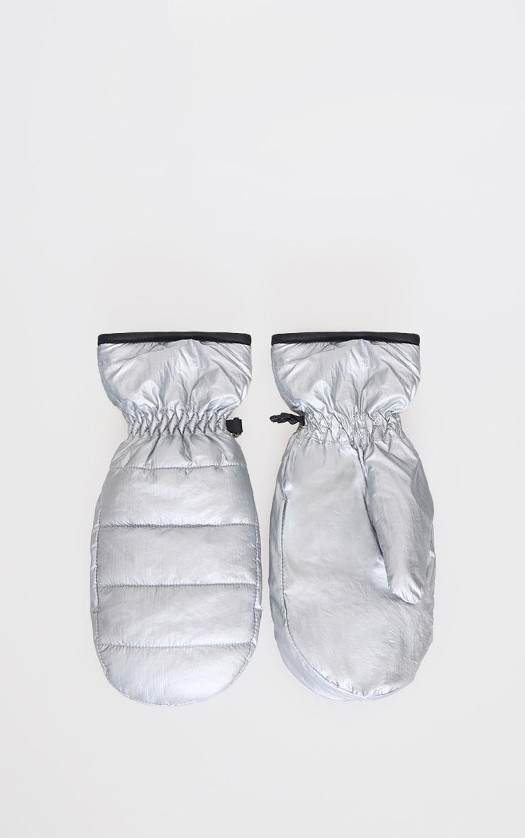  Silver Nylon Quilted Fleece Lined Mittens Product Image