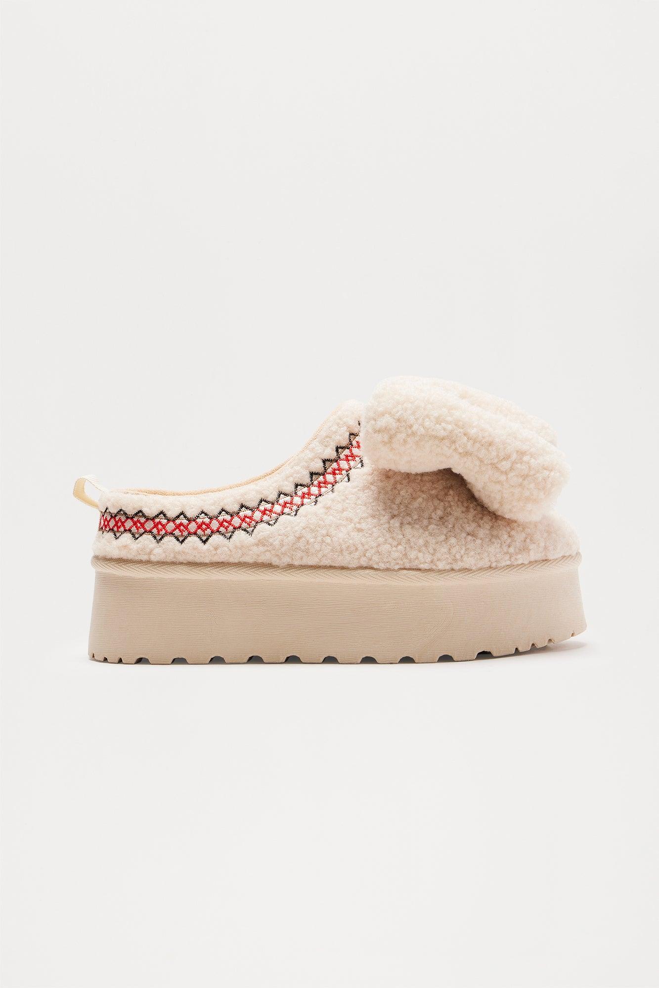 Bow Babe Sherpa Slippers - Cream Product Image