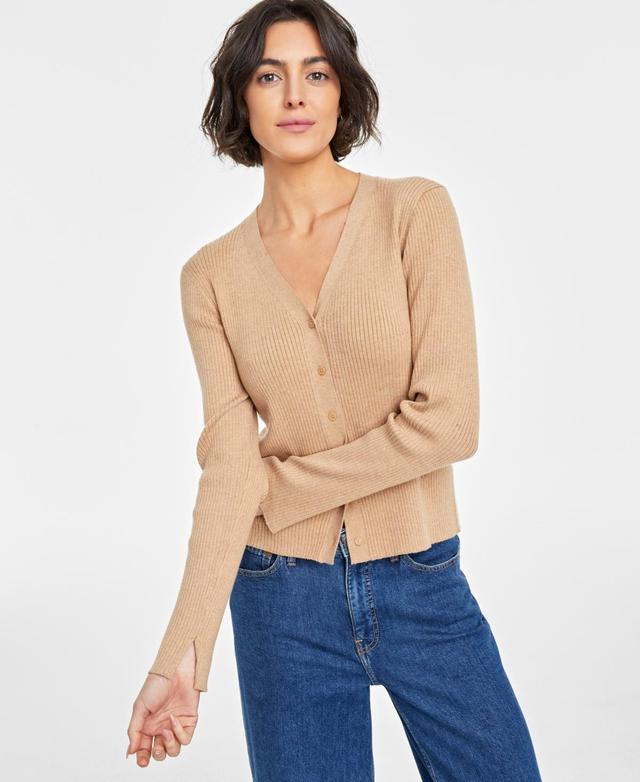 On 34th Womens V-Neck Ribbed Cardigan, Created for Macys Product Image