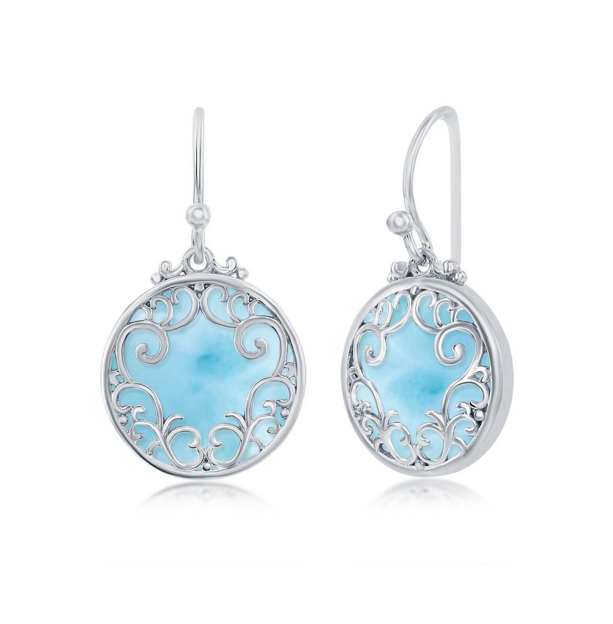 Sterling Silver Larimar Filigree Drop Earrings, Womens, Blue Product Image