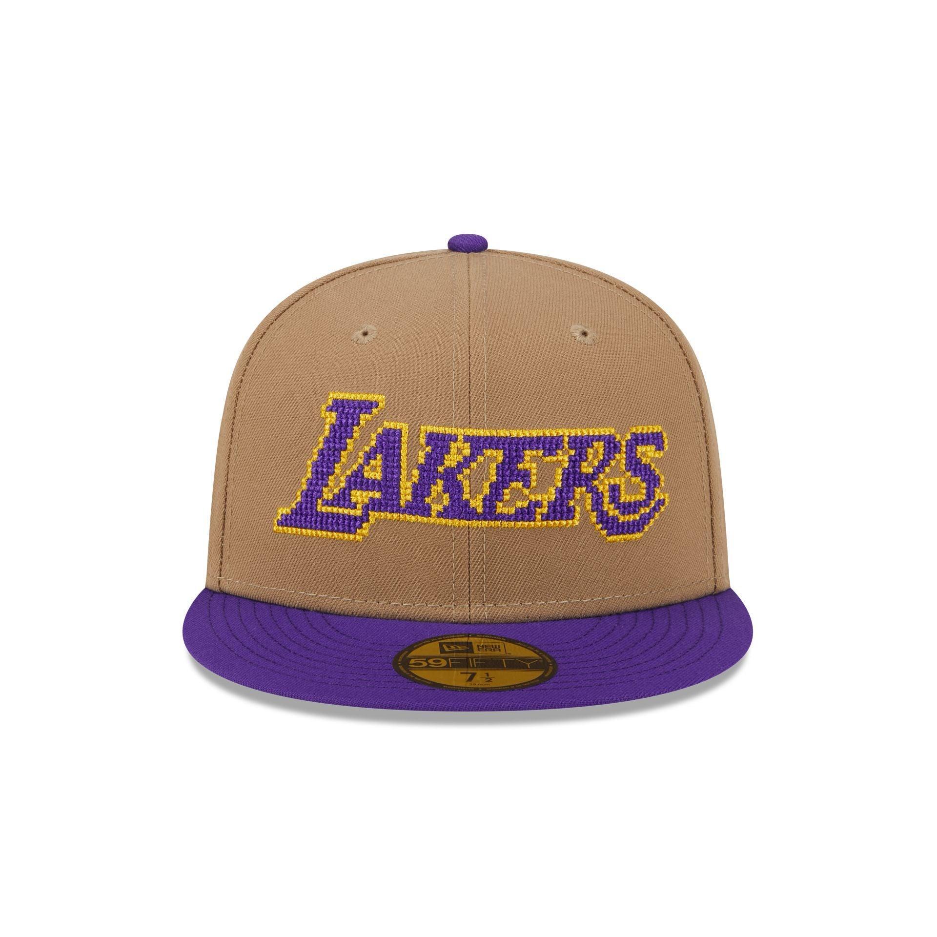 Los Angeles Lakers Classic 8-Bit Wordmark 59FIFTY Fitted Hat Male Product Image