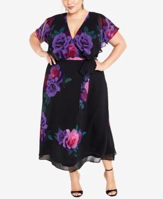 Plus Size Tied Rose Maxi Dress Product Image