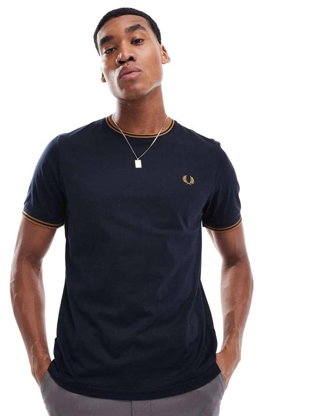 Fred Perry twin tipped t-shirt in navy Product Image