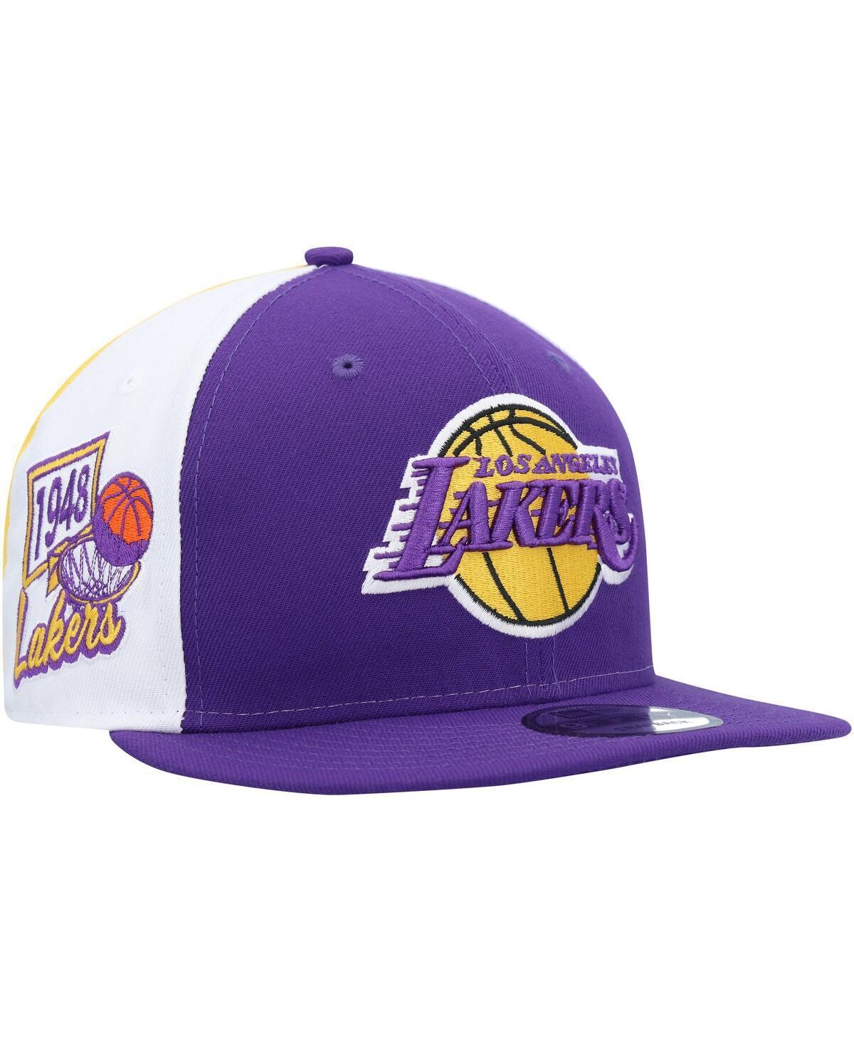 Mens New Era Purple Los Angeles Lakers Pop Panels 9FIFTY Snapback Hat Product Image