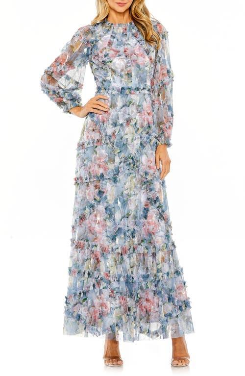 Womens Floral Chiffon Tiered Maxi Dress Product Image