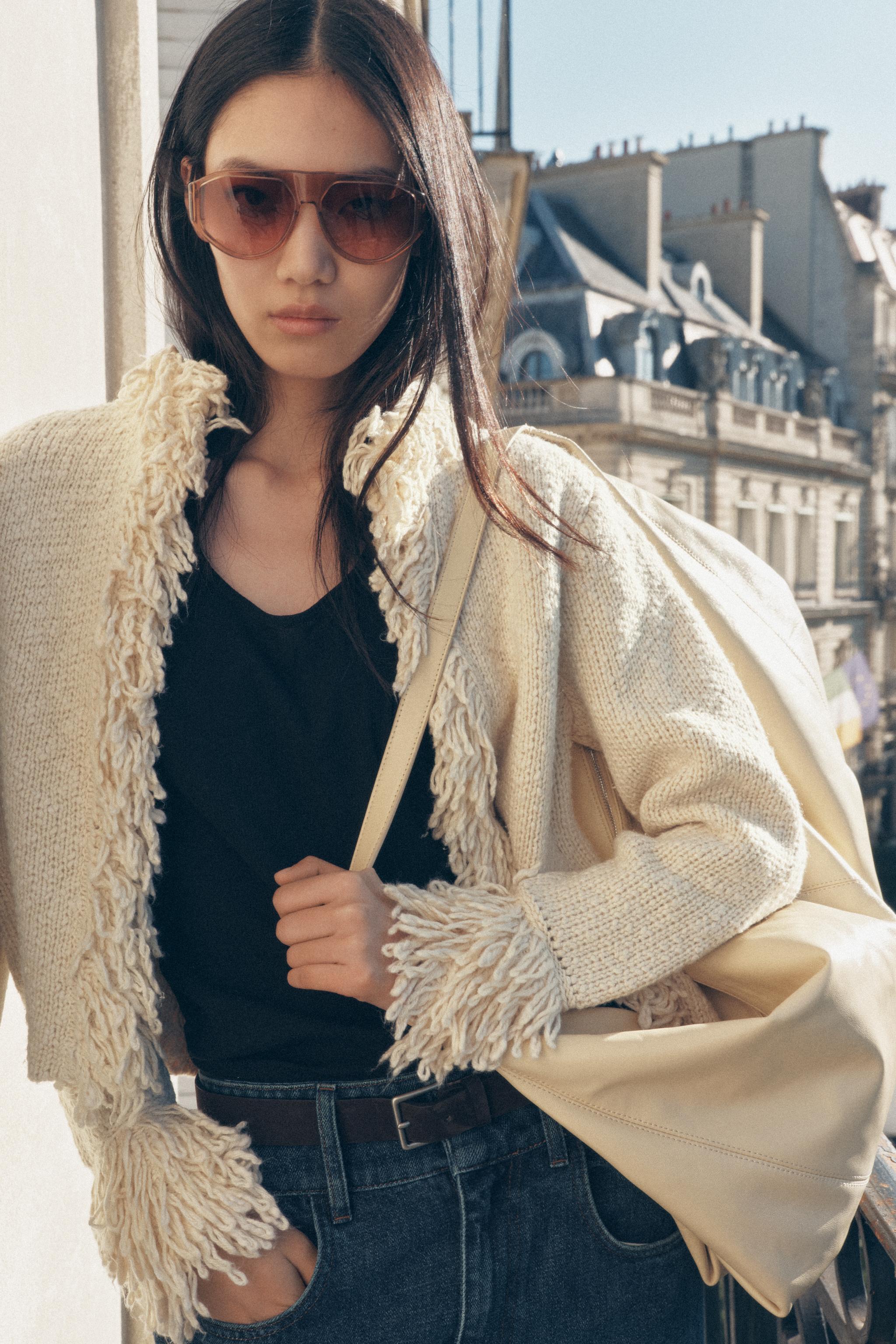 FRINGED KNIT JACKET Product Image