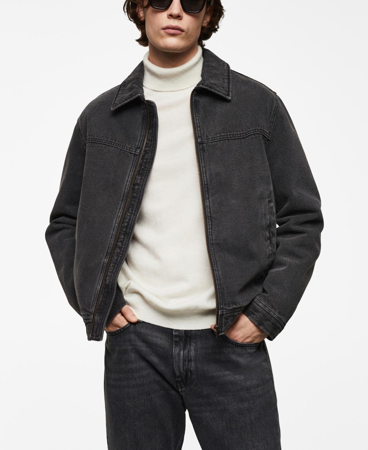 MANGO MAN - Faux shearling-lined denim jacket black denimMen Product Image