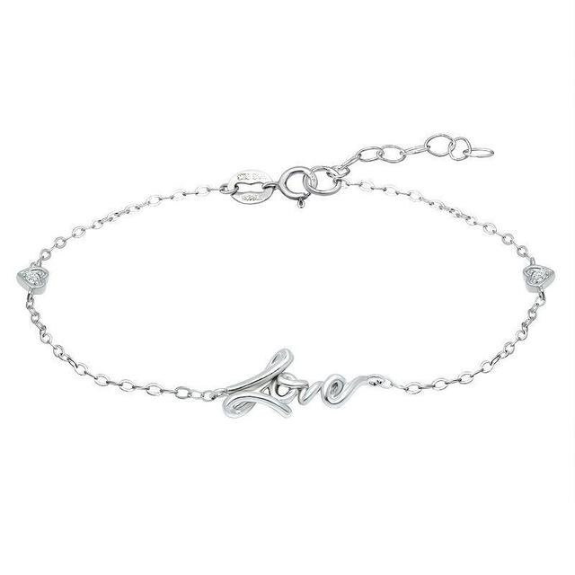 Cubic Zirconia Love Ankle Bracelet in Sterling Silver or Two Tone Sterling Silver & 18K Gold-Plated Sterling Silver Product Image