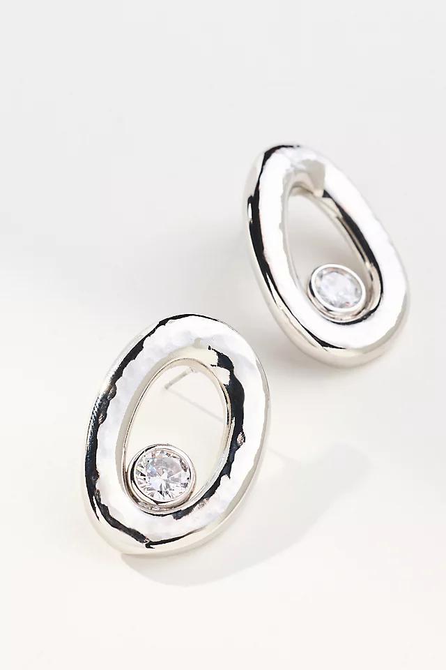 Oval Crystal Post Earrings Product Image