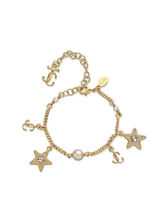 Womens Goldtone, Crystal, & Resin Pearl Charm Bracelet Product Image