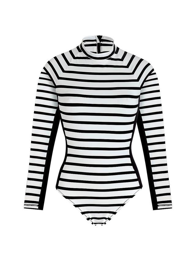 Womens Striped Long-Sleeve Rashguard Product Image