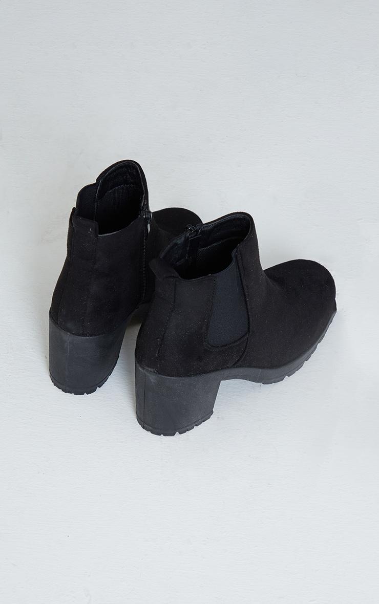 Black Faux Suede Round Toe Block Heel Chelsea Boots Product Image