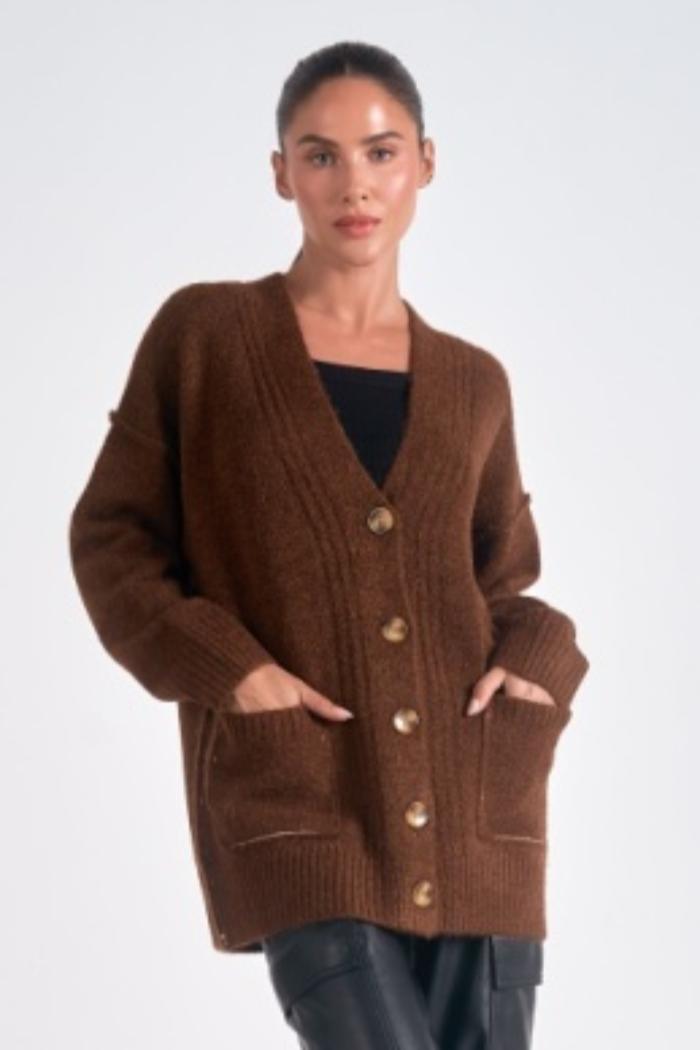 Oversized V-Neck Cardigan Product Image