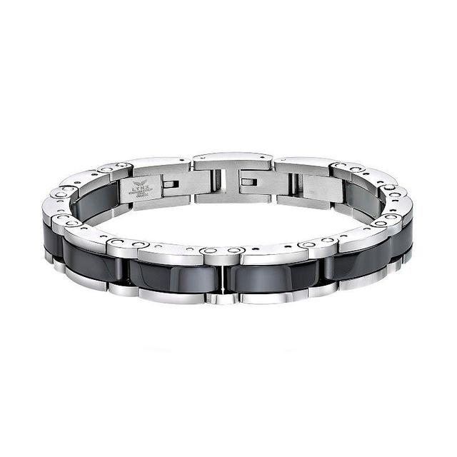 LYNX Mens Stainless Steel & Black Ceramic Link Bracelet Multicolor Product Image