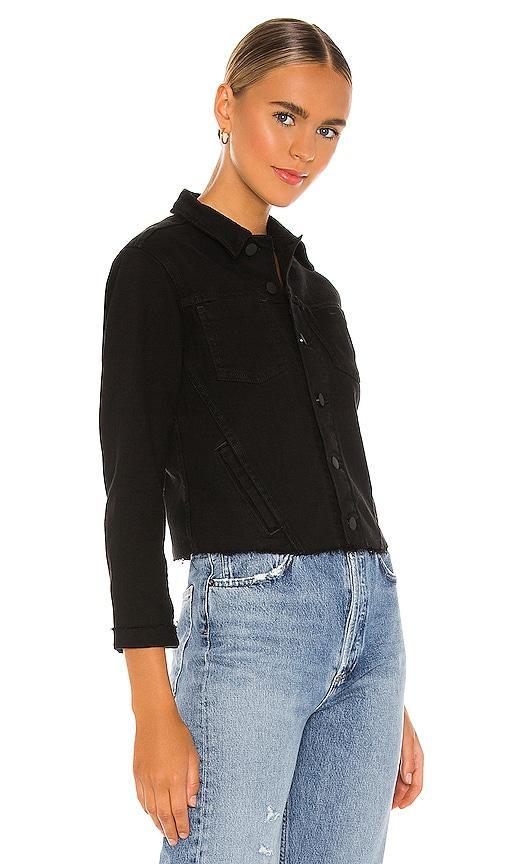 Womens Janelle Slim-Fit Raw-Hem Denim Jacket Product Image