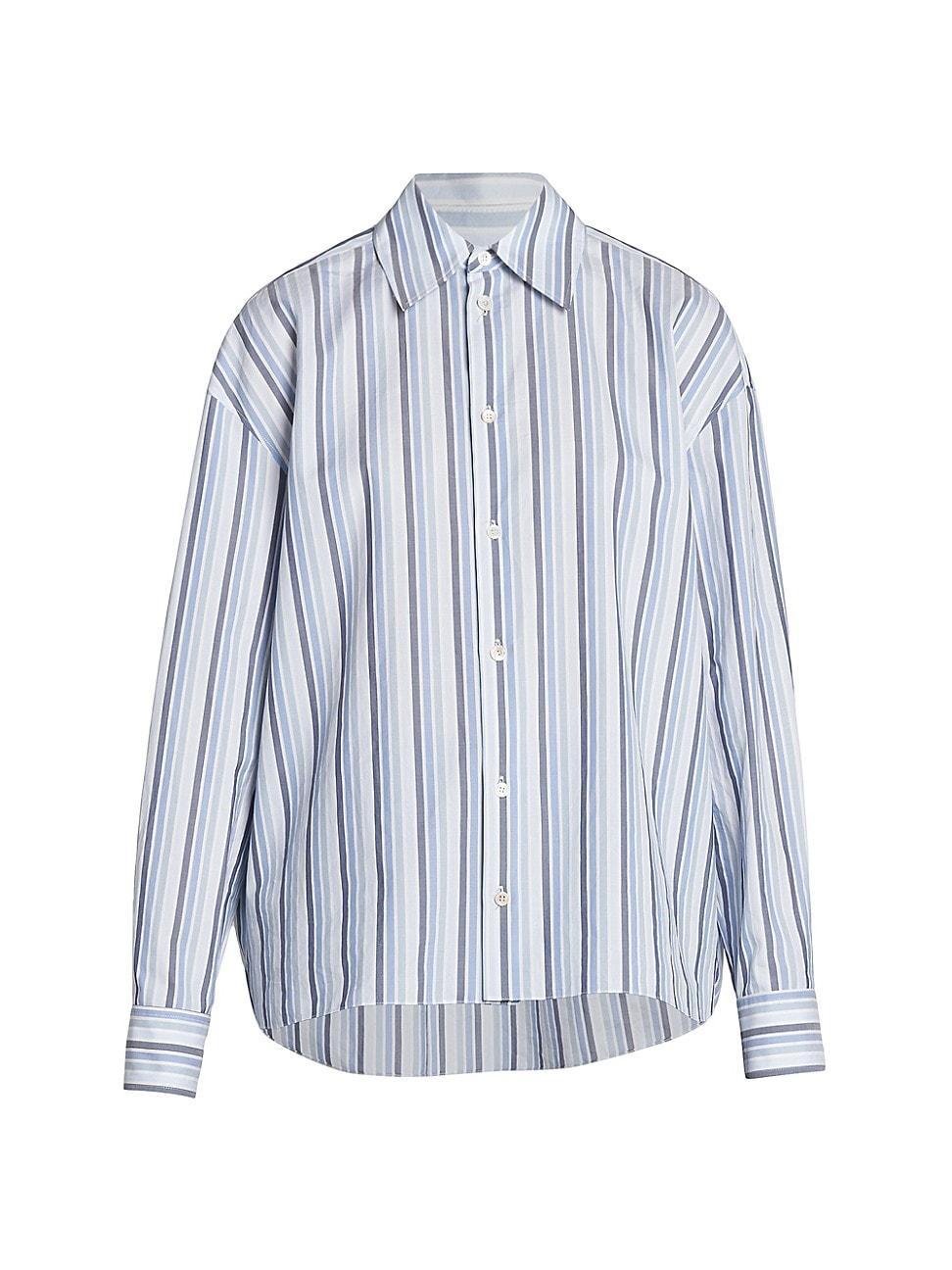 Womens Oversized Striped Cotton Button-Front Shirt Product Image