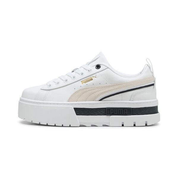 PUMA Mayze Classics Women's Sneakers in White/Gold Product Image